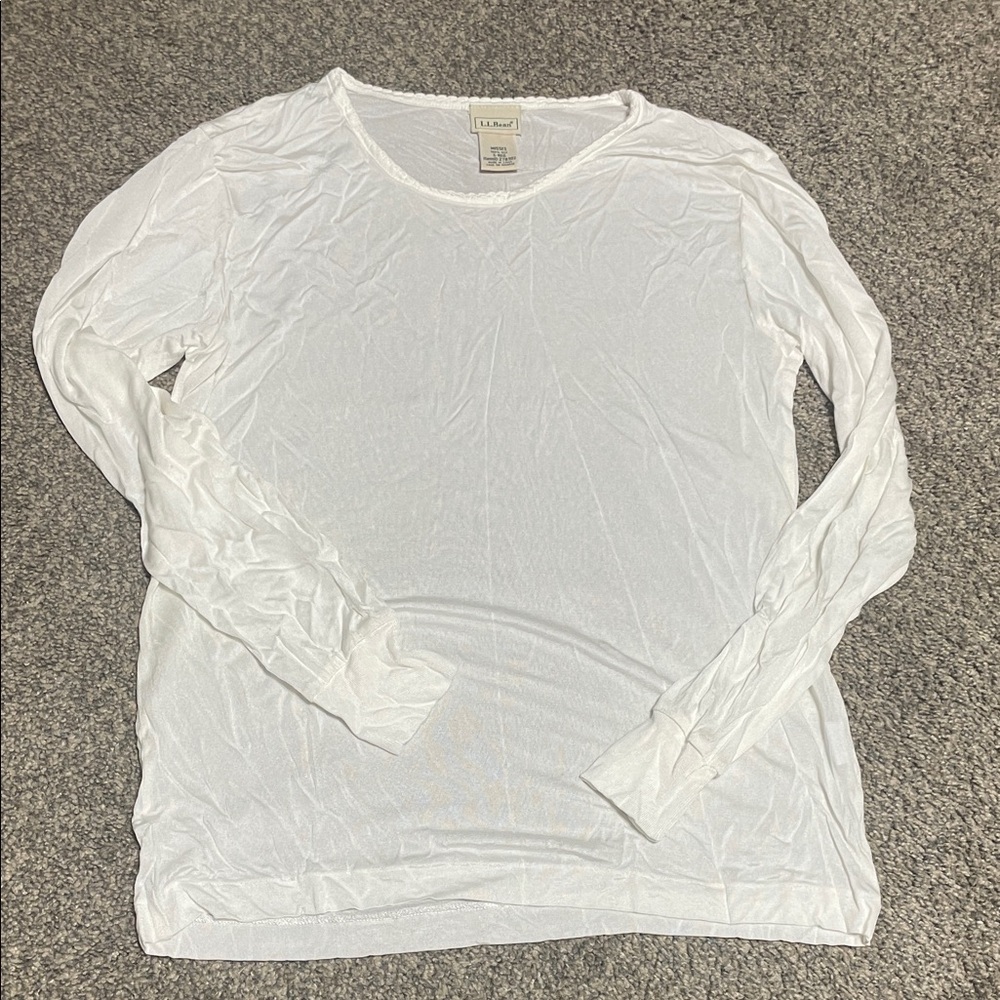 L.L Bean Women's White Long Sleeve thermal Top